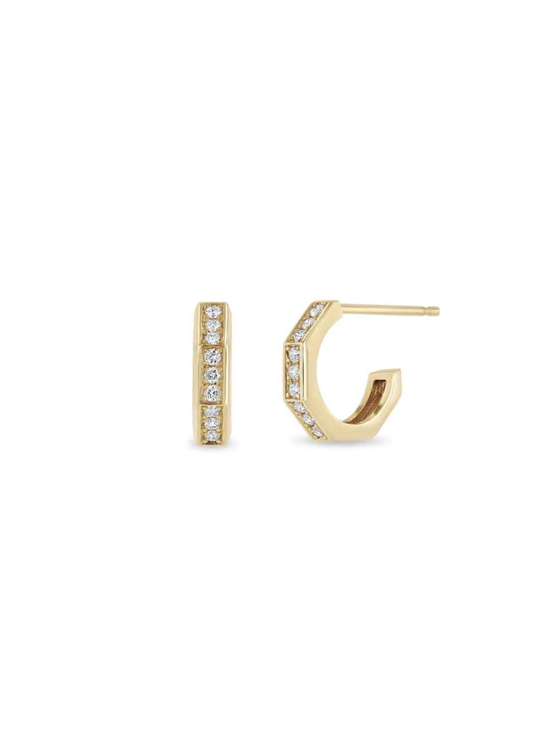 Octagon Pavé Huggie Hoops (.12 CTW)