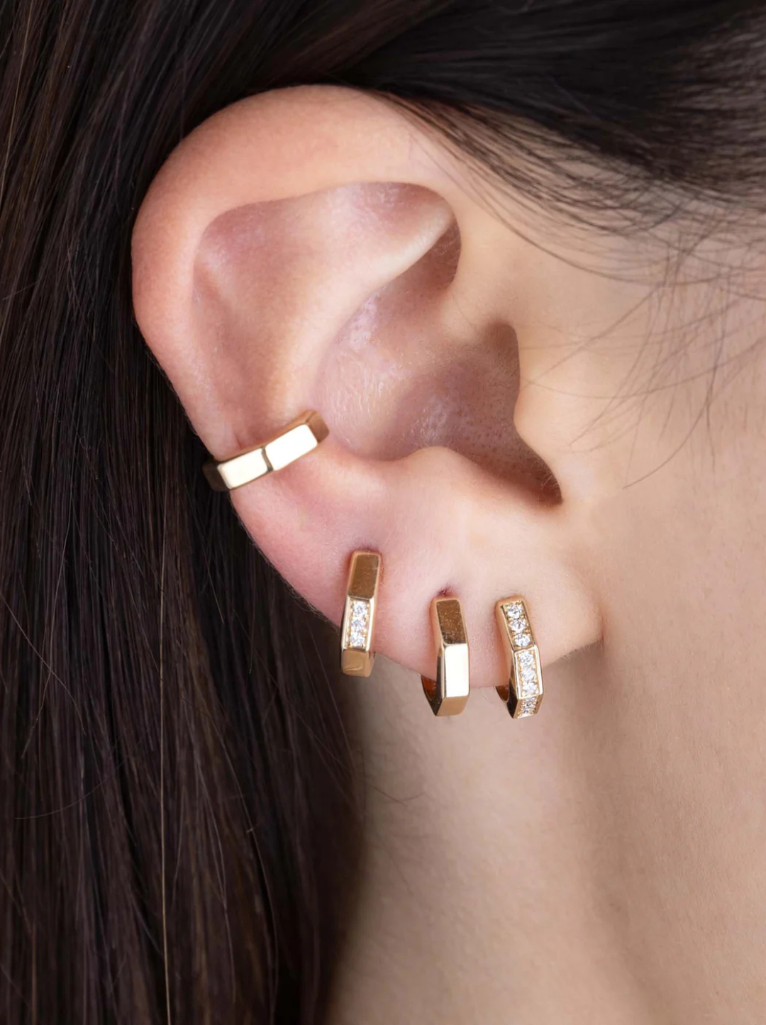 Octagon Pavé Huggie Hoops (.12 CTW)