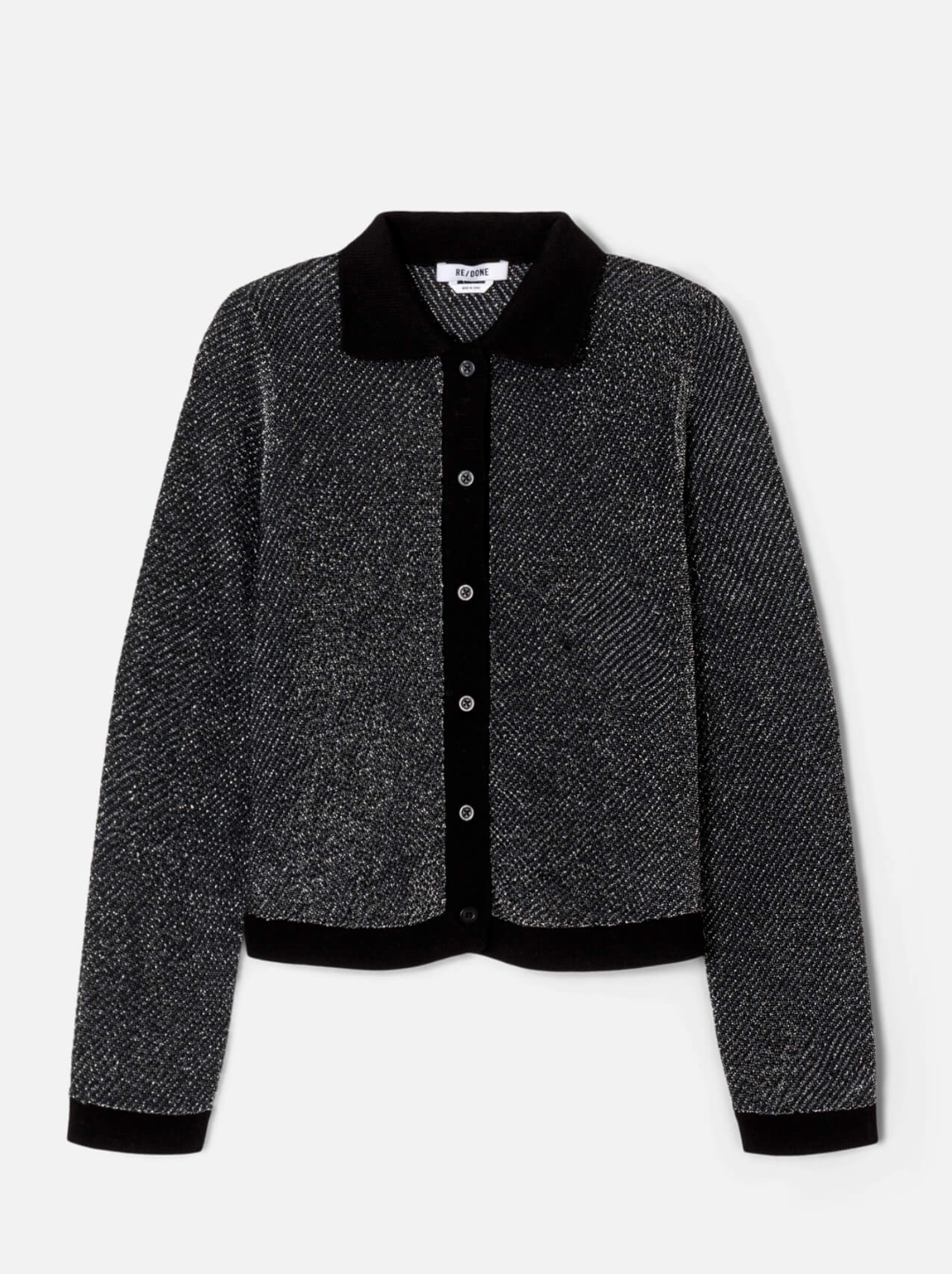 Lurex Polo Cardigan