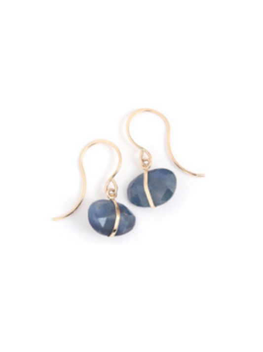 Blue Sapphire Single Drop Earrings