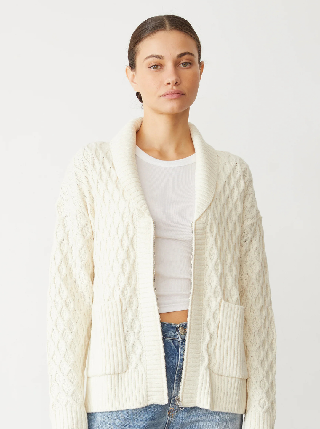 Cable Knit Zip Cardigan