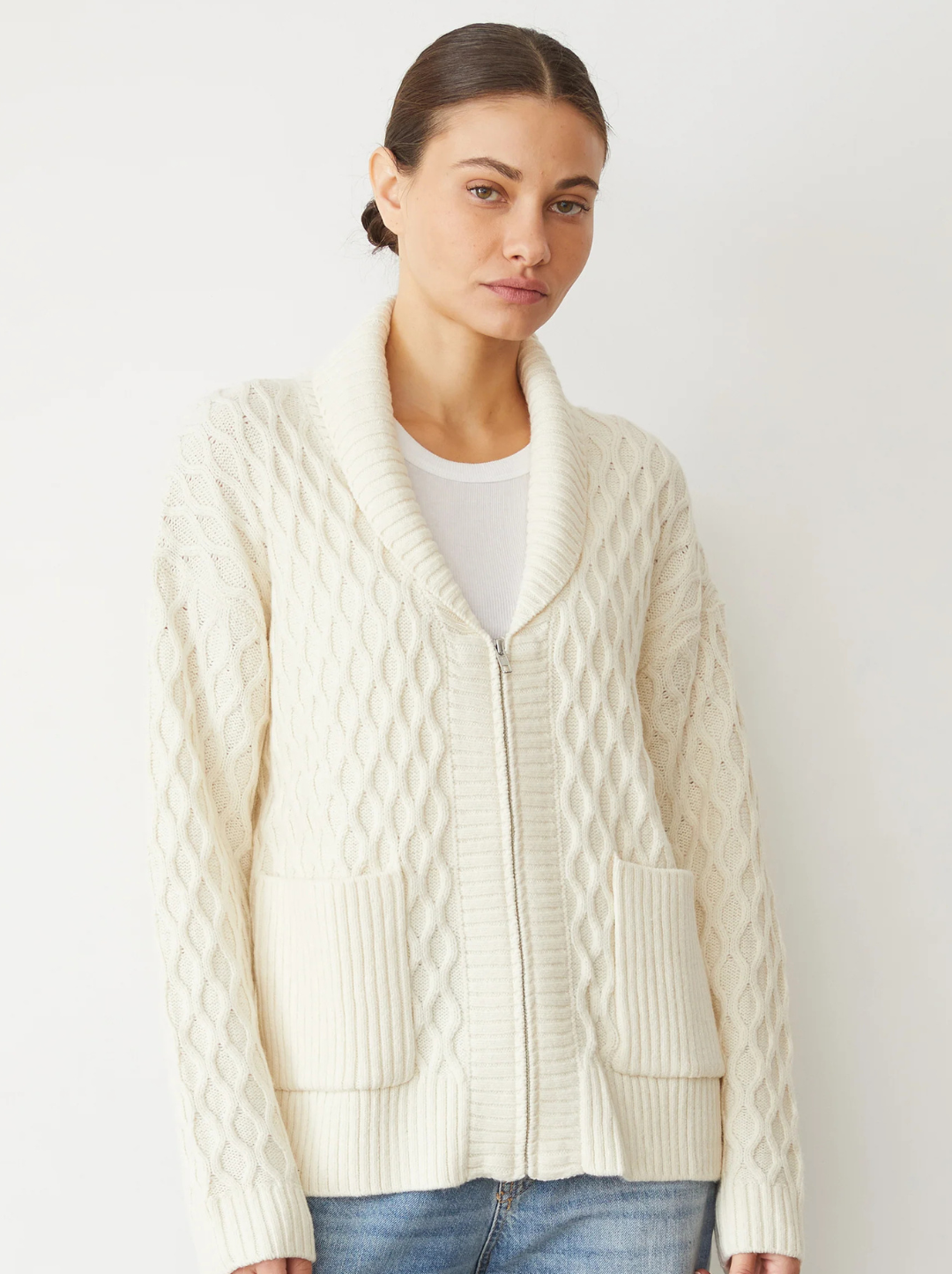 Cable Knit Zip Cardigan