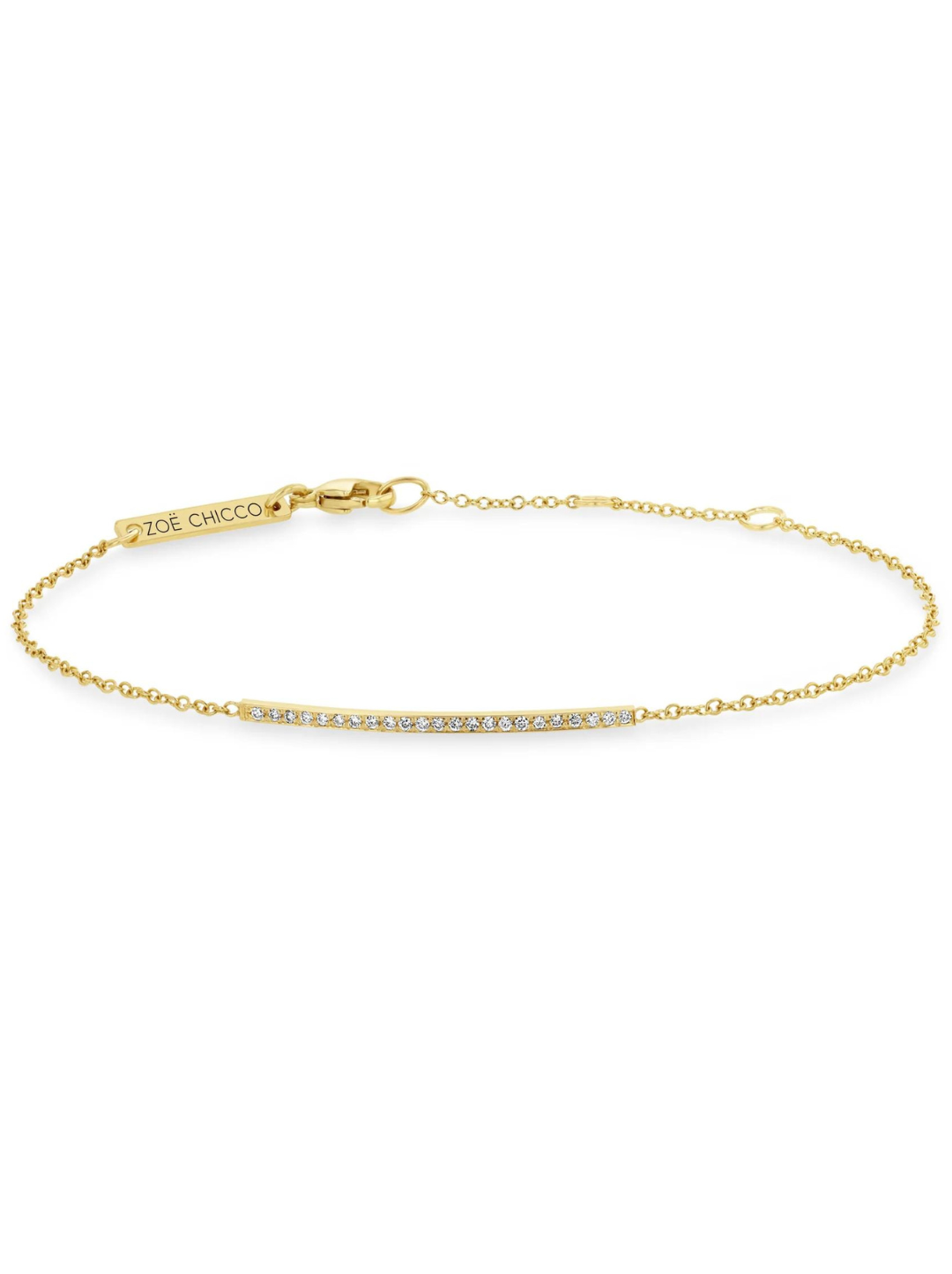 Gold Thin Bar Bracelet w/ Diamonds (.09 CTW)