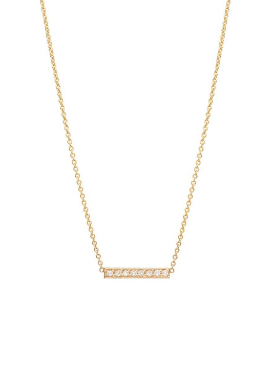 14k Short Pavé Diamond Bar Necklace