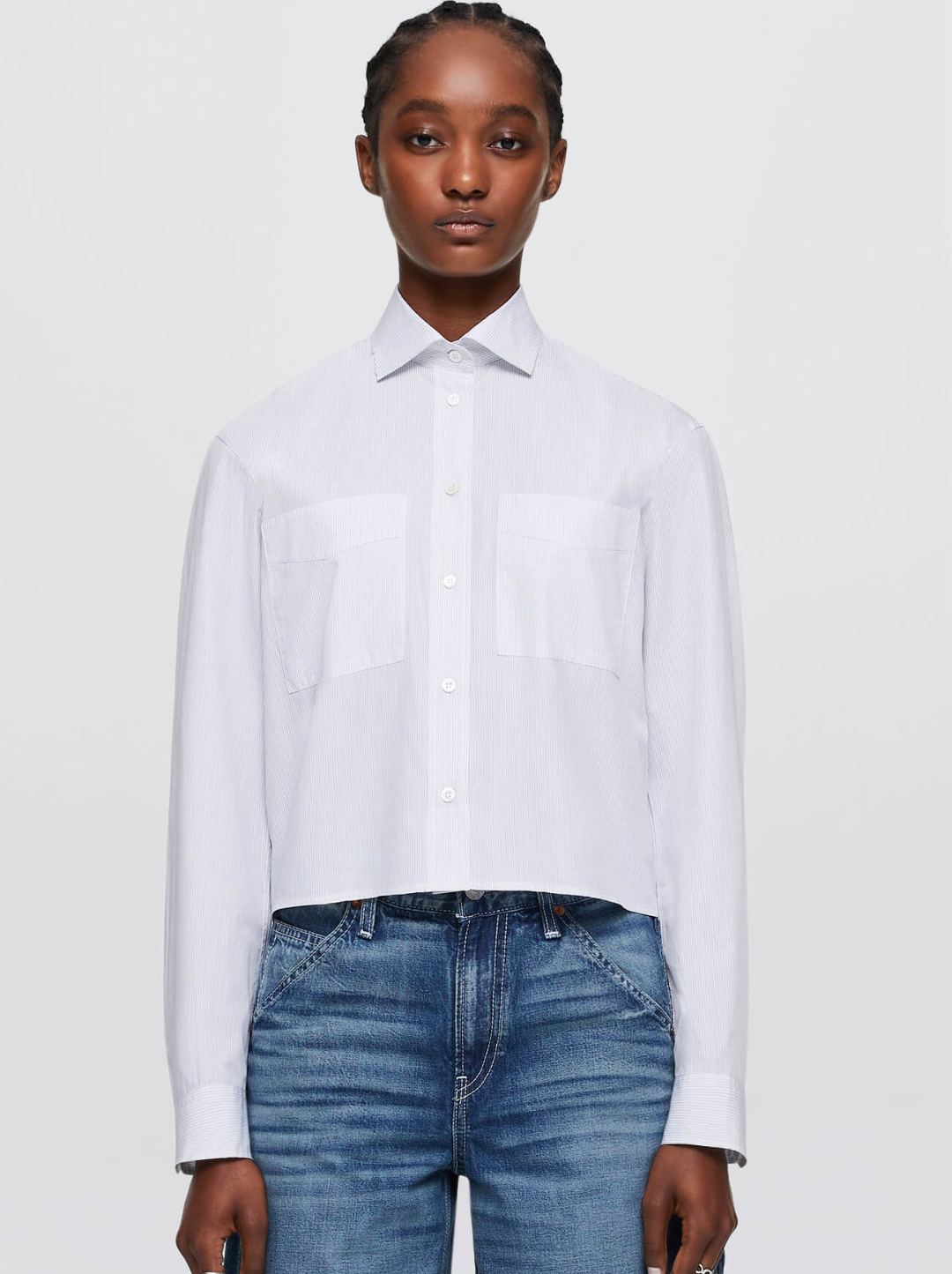 Cropped Oversized Button Up