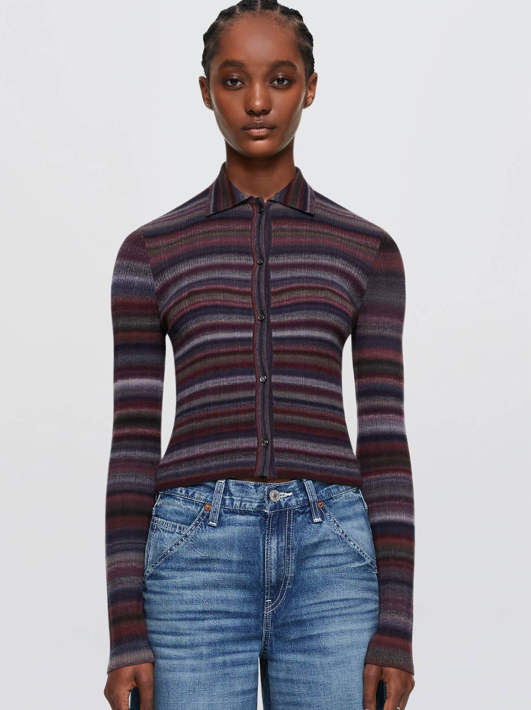 Ribbed Polo Cardigan