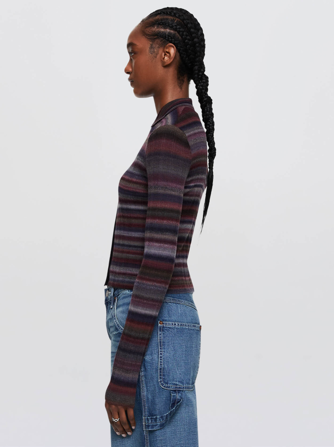 Ribbed Polo Cardigan