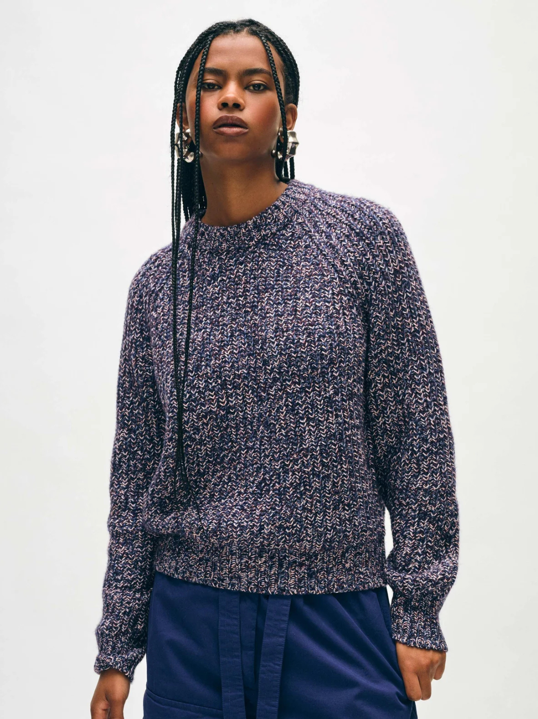 Cotton Cashmere Blend Marled Sweatshirt