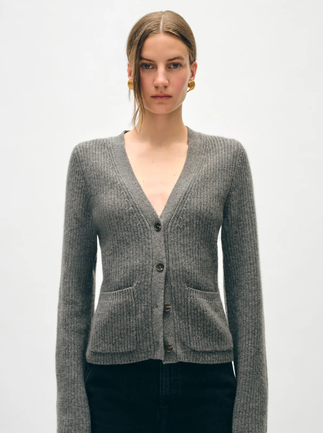 Cashmere Fluted Sleeve Cardigan