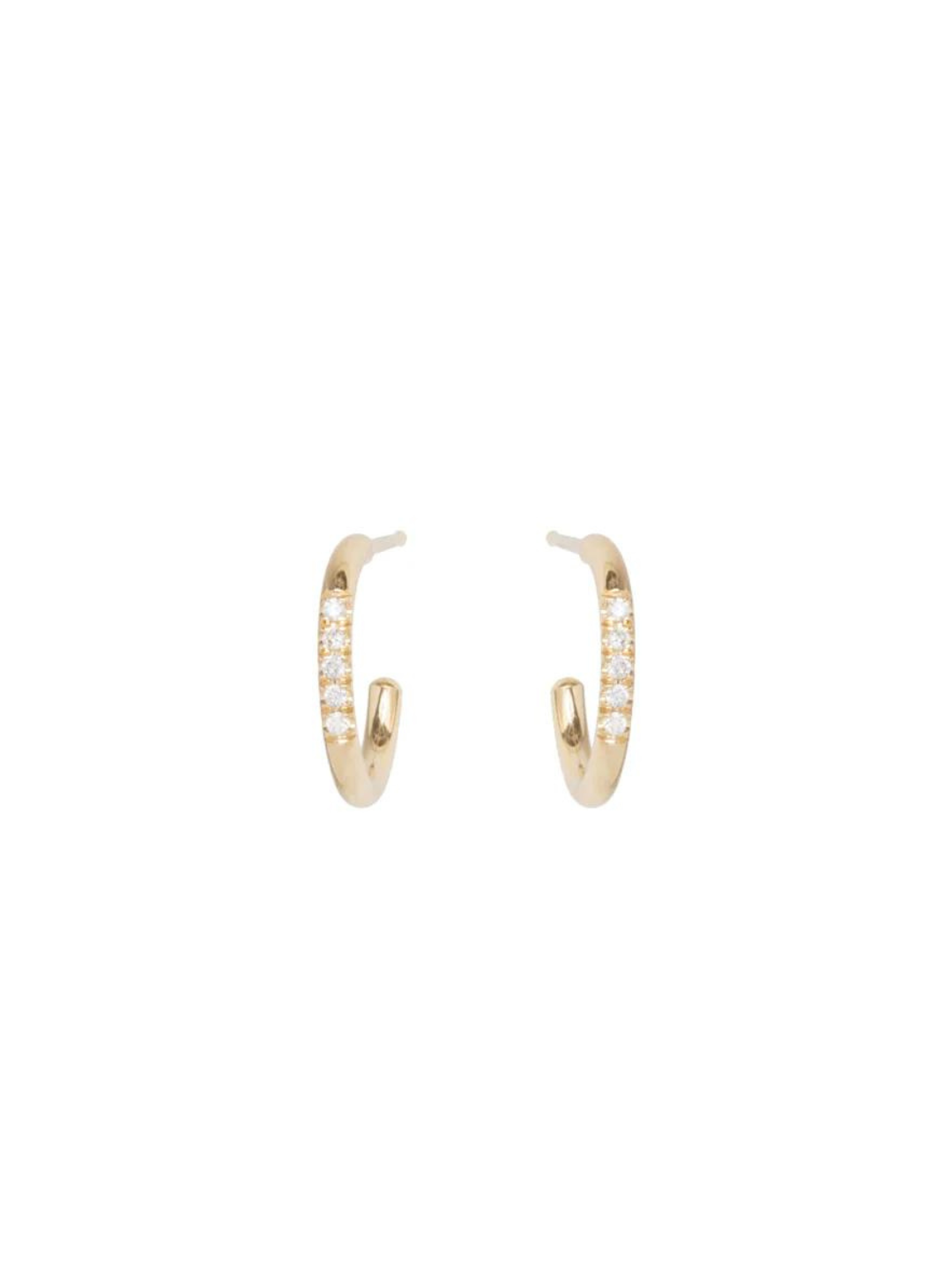 14k 5 Diamond Thick Huggie Hoops