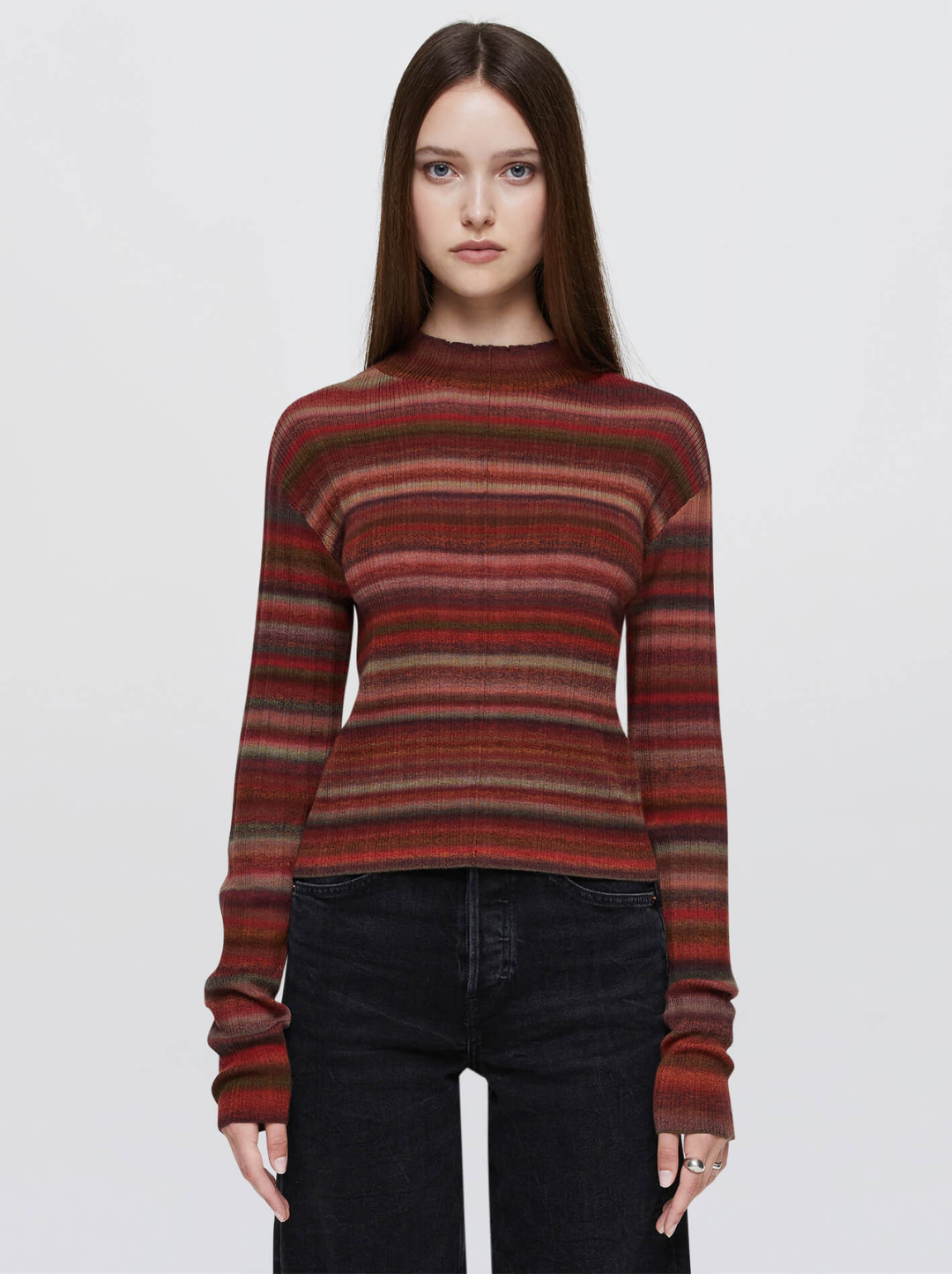 Ribbed Mock Neck Pullover