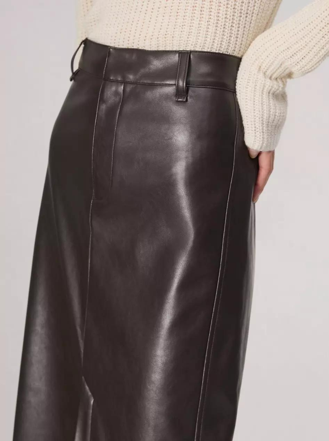 Rayne Faux Leather Midi Skirt