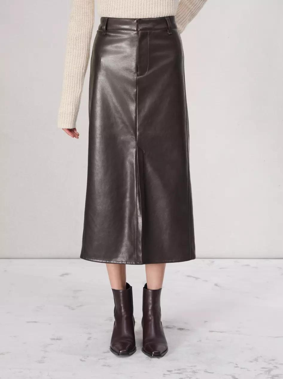 Rayne Faux Leather Midi Skirt