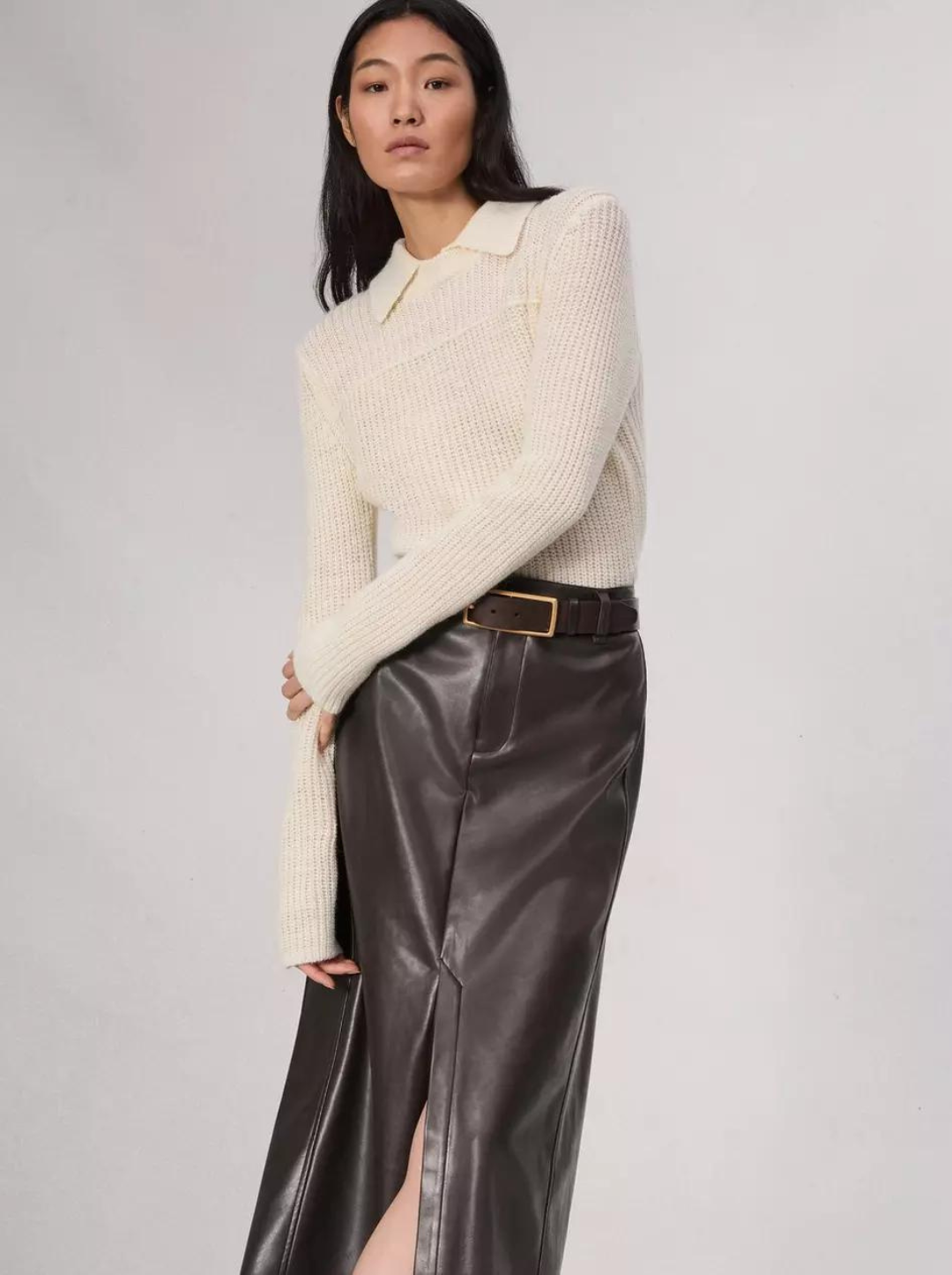 Rayne Faux Leather Midi Skirt