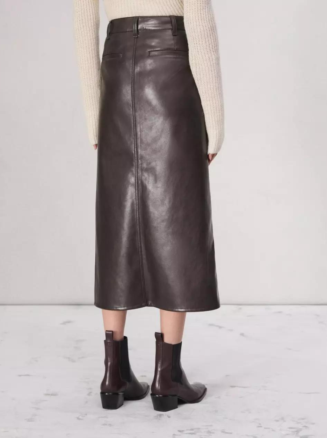 Rayne Faux Leather Midi Skirt