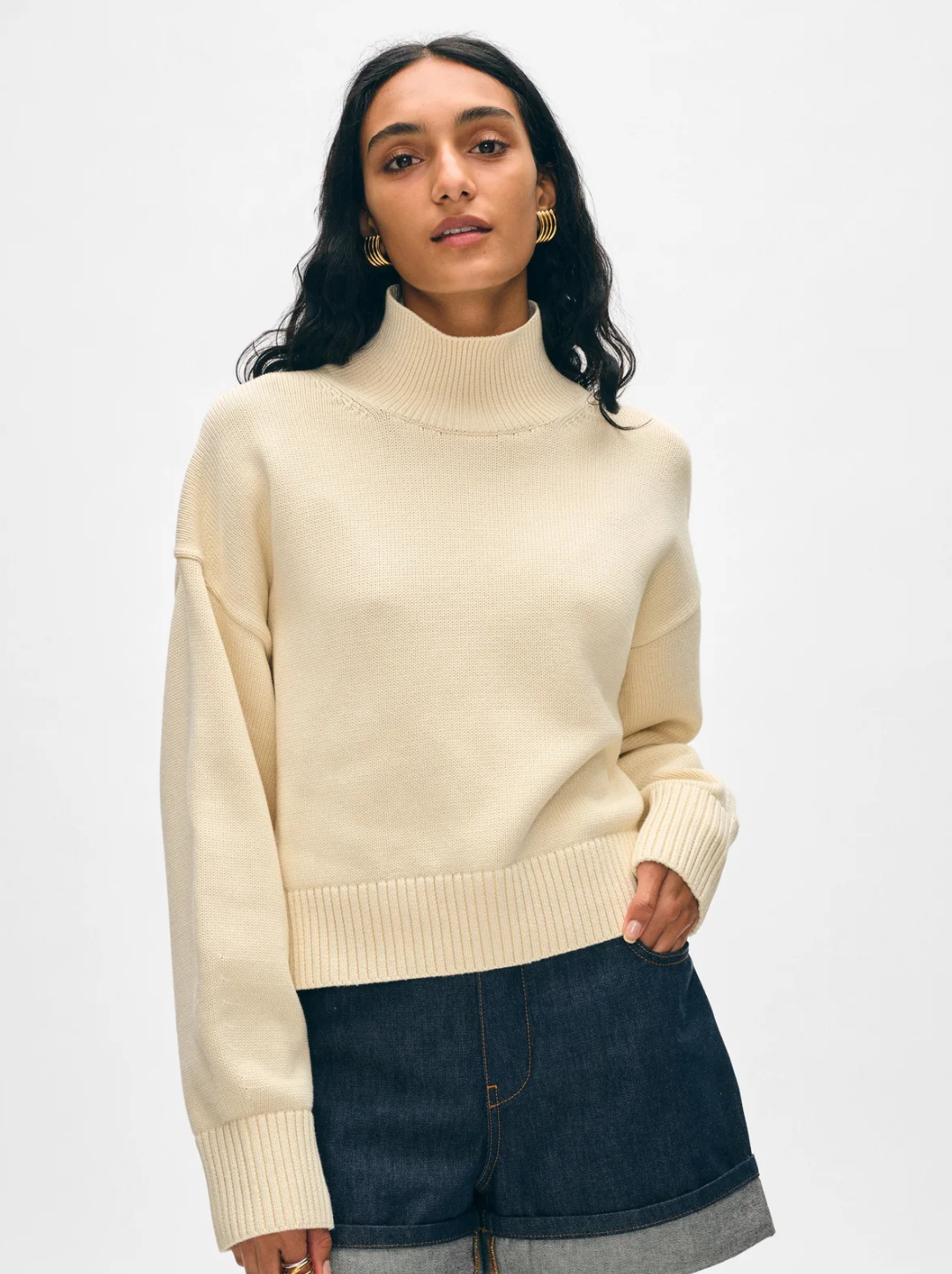 Organic Cotton Cropped Standneck