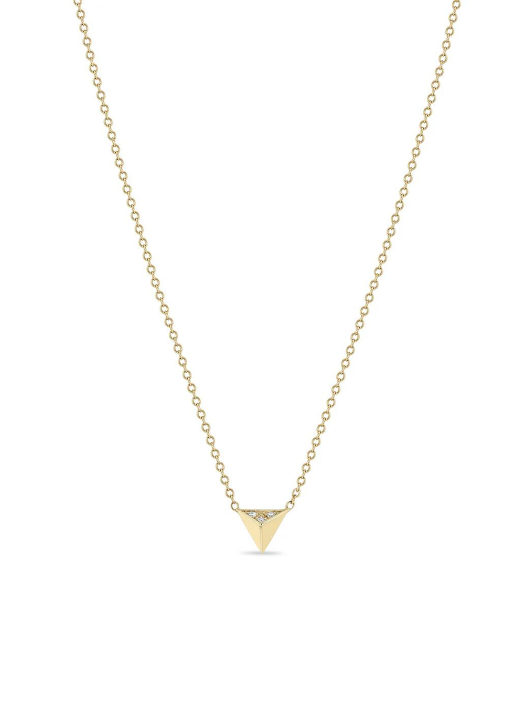 14k Pavé Diamond Triangle Pyramid Necklace